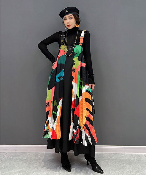 Blur Strap Belt Dress