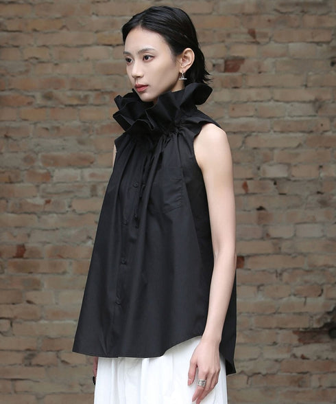 Gather Stand Collar Blouse