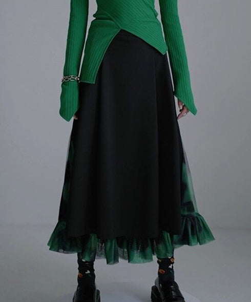 Ruffle Hem Layered Skirt