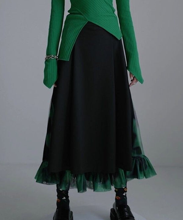 Ruffle Hem Layered Skirt
