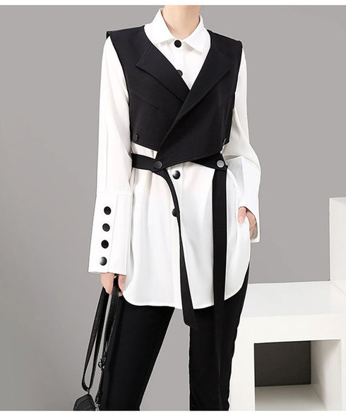 Long Cuff Blouse & Vest