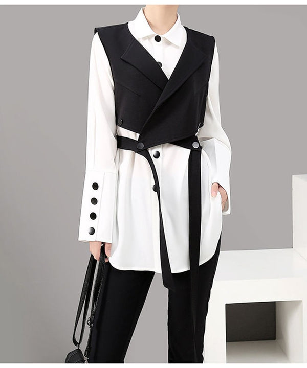 Long Cuff Blouse & Vest