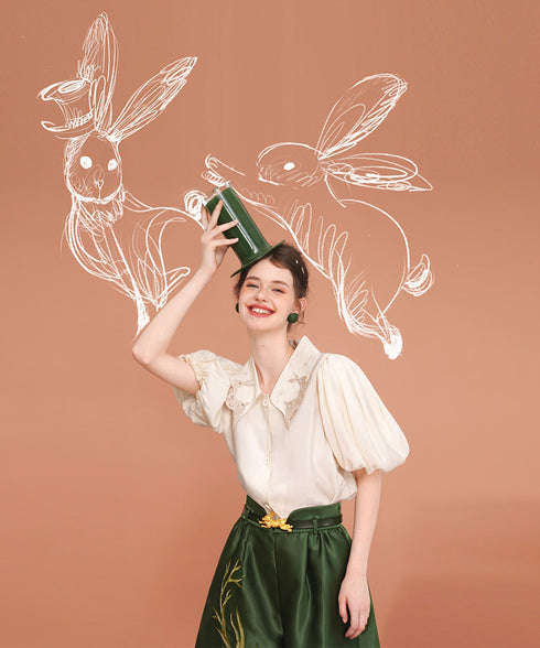 Rabbit Balloon Sleeve Blouse
