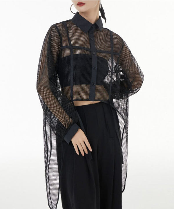 Side Long Mesh Blouse