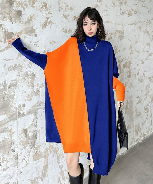 Diagonal Switch Sweater Dress