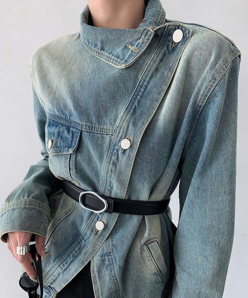 Stand Out Collar Denim Jacket