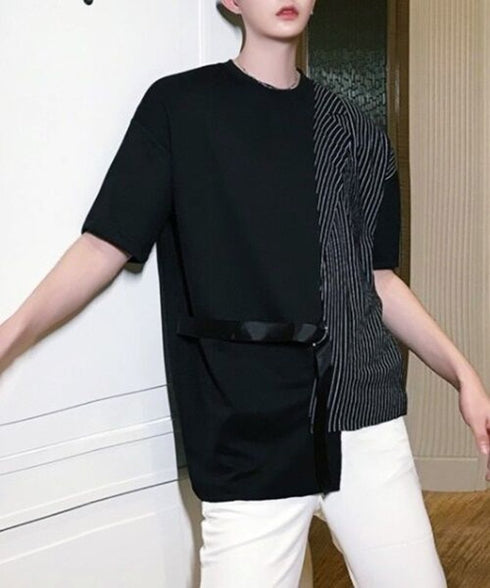 Half Stripe Panel T-Shirt