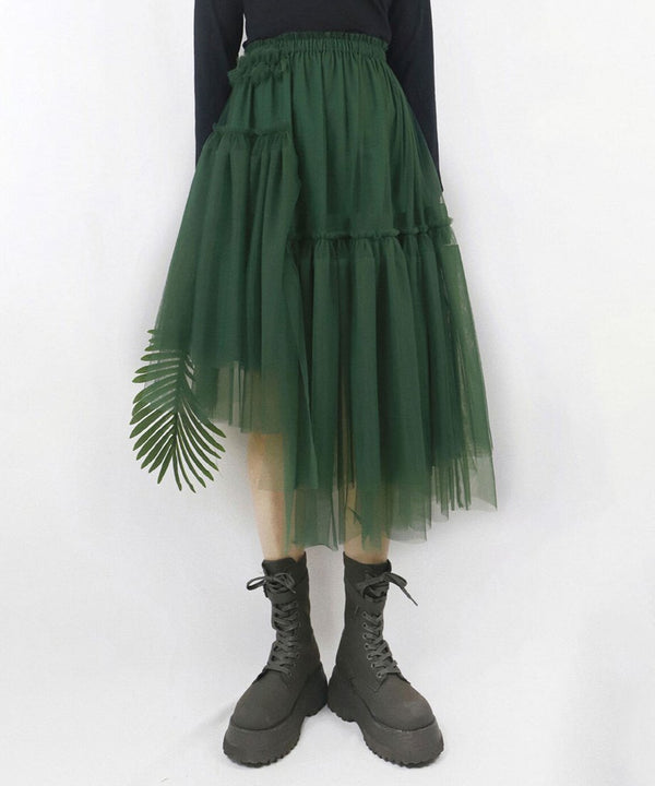 Layered Tulle Asymmetry Skirt