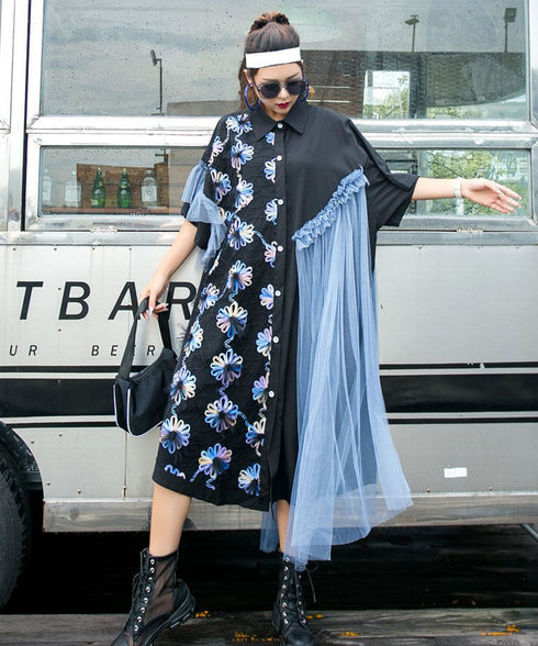 Gradation Flower Short Sleeve Dress