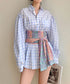 Plaid Obi Belted Check Shirt