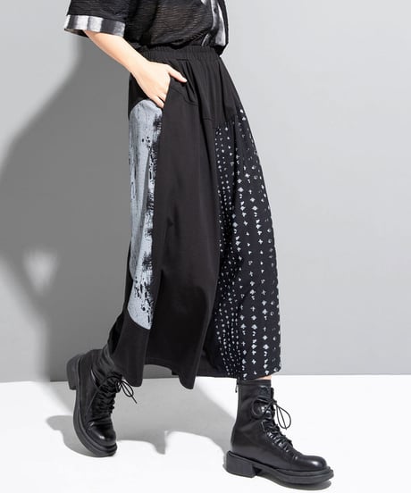 Mixed Print Wide Pants