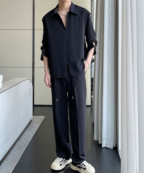 Zipper Sleeve Relaxed Set