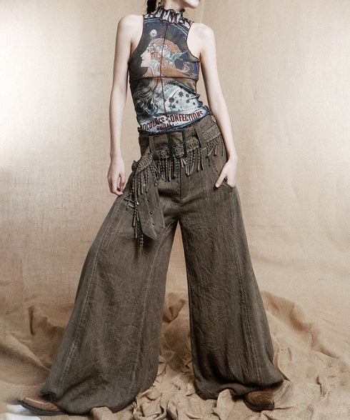 Tassel Belt Lantern Pants