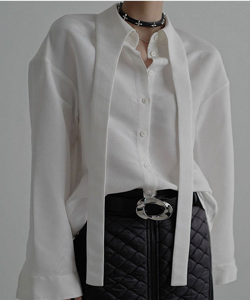Scarf Collar White Blouse