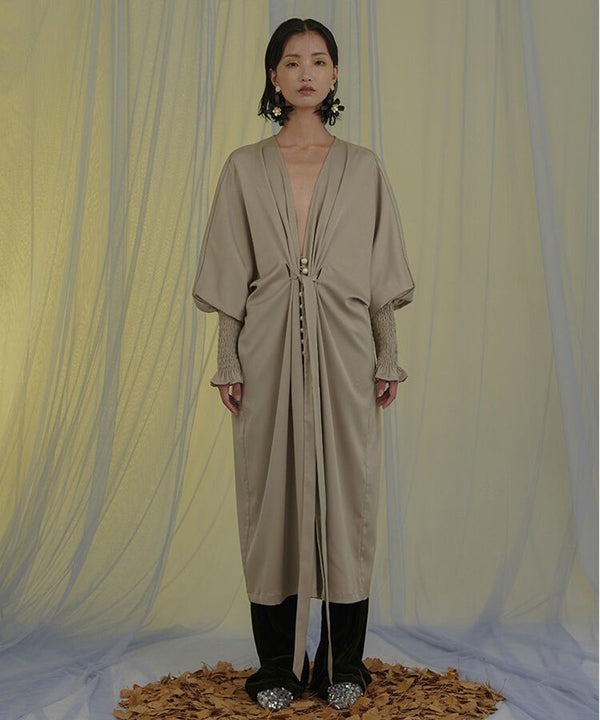 Drape Belted Deep V Cardigan