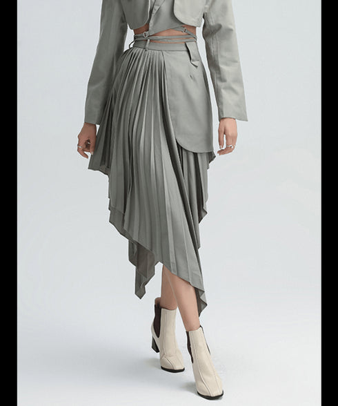 Pleated Cascade Hem Skirt