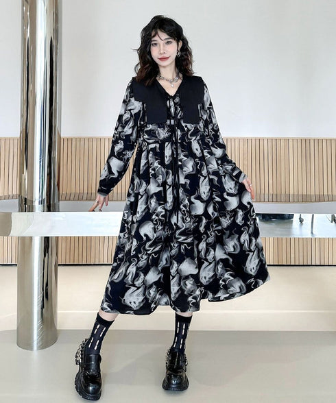 Smoke Marble Flare Dress