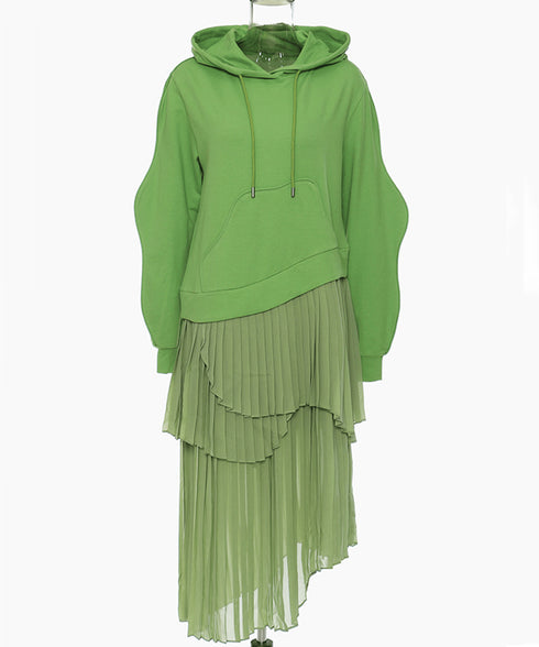 Pleated Hoodie Dress