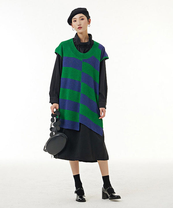 Wavy Stripe Oversized Knit Vest