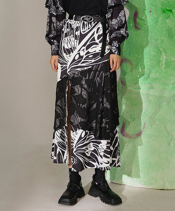 Butterfly Layered Mesh Skirt