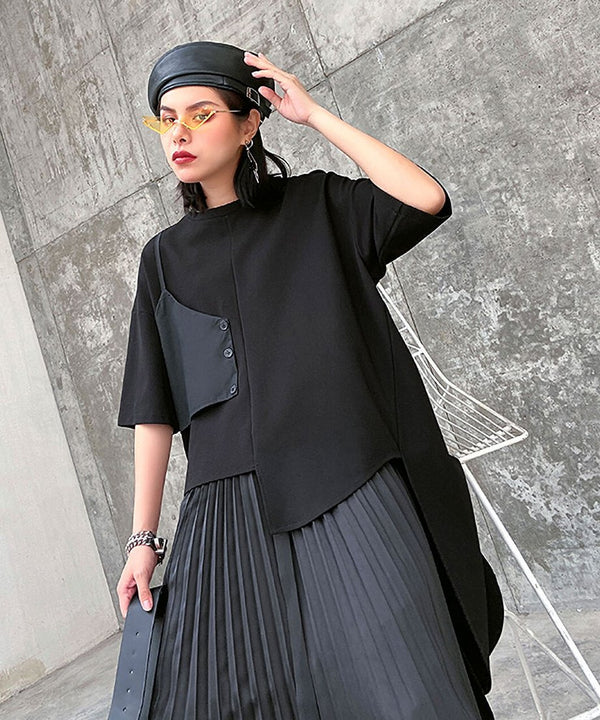 Half Sleeve Asymmetric Top