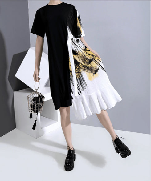 half wrap brushstroke dress