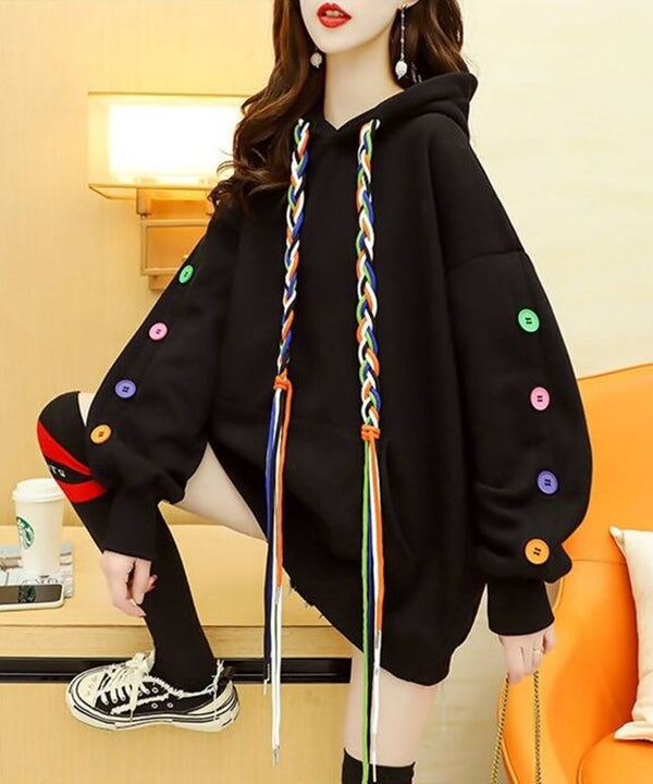 Colorful Button Hoodie