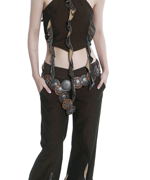 Rivet Disc Pin Buckle Belt