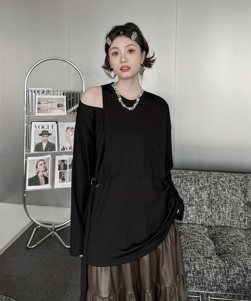 Faux Layered Cutout Top