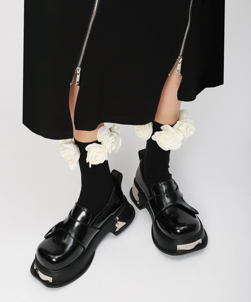 Metal Plate Platform Loafers