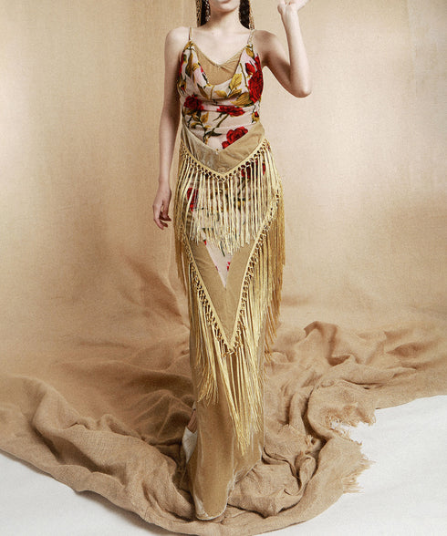 Flower Layered Tassel Skirt