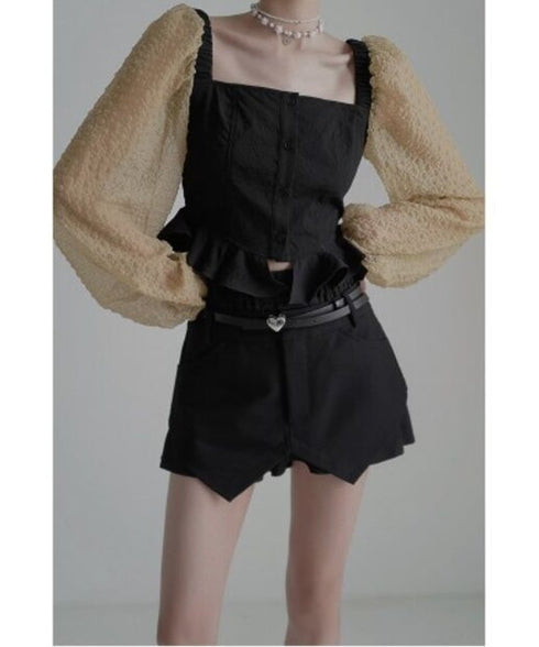 Square-neck Patchwork Top