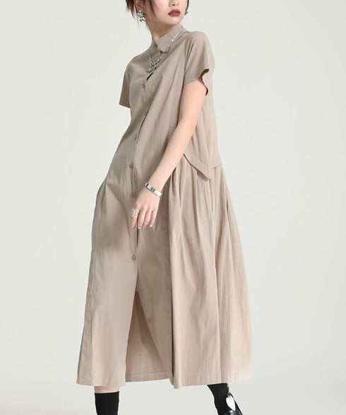 Asymmetric Button Minimal Dress