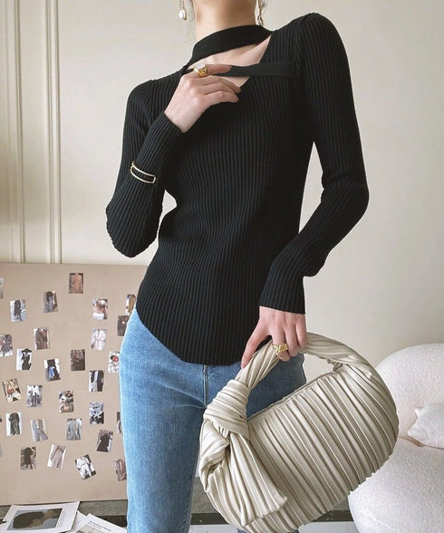 Asymmetric Rib Knit Top