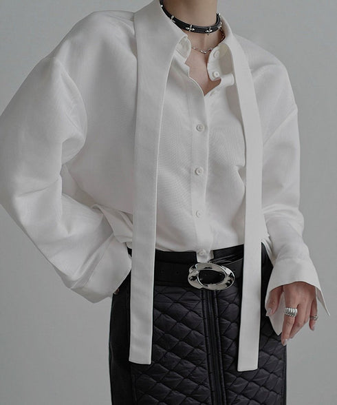 Scarf Collar White Blouse