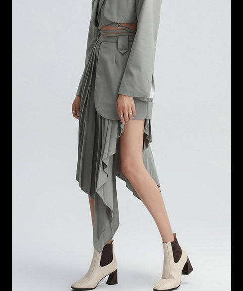 Pleated Cascade Hem Skirt