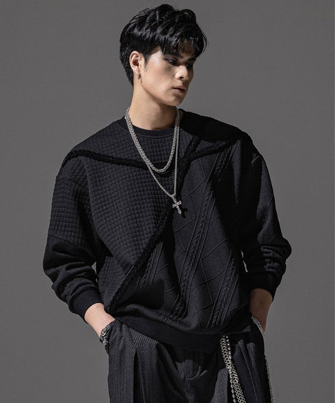 Textured Panel Mix Knit