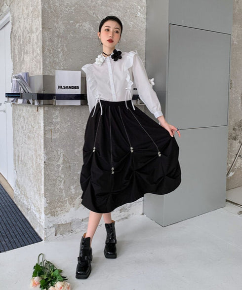 Star Charm Drawstring Balloon Skirt