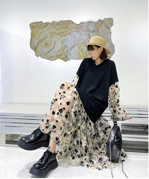 Sleeve See-through Dress