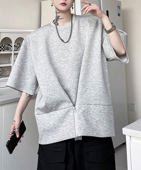 Zip Front Sweat Cardigan Tee