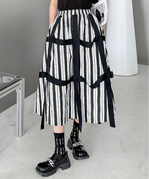 String Ribbon Flare Skirt