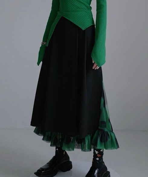 Ruffle Hem Layered Skirt
