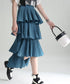 Tiered Pleated Midi Skirt