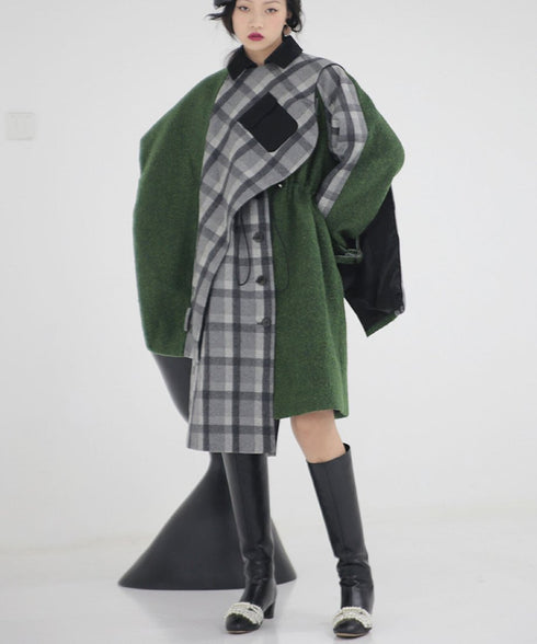 Waist Drawstring Cape Coat