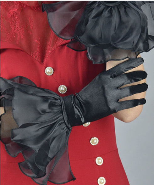 Organza Frill Satin Gloves