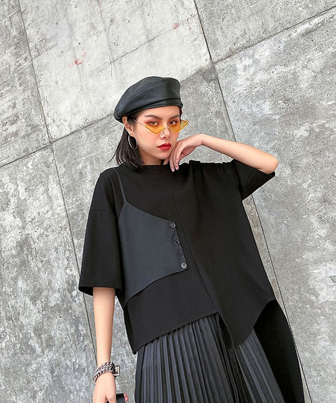 Half Sleeve Asymmetric Top