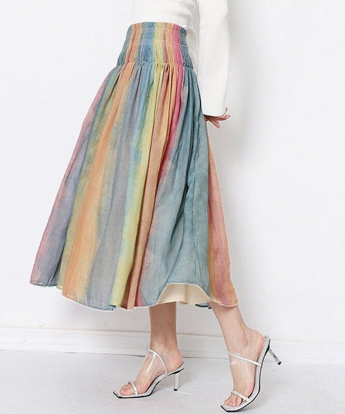 Pastel Gradient Pleated Skirt