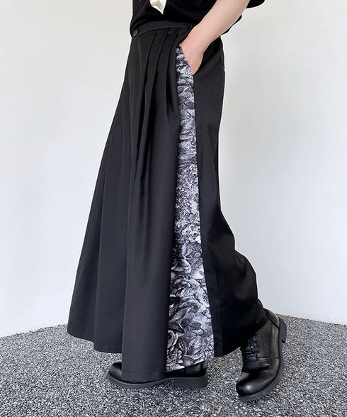 Side Panel Pleated Wide Pants