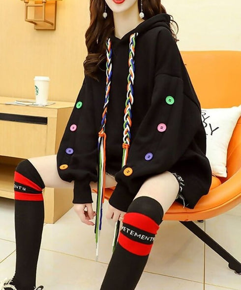 Colorful Button Hoodie