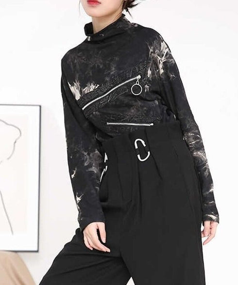 Zip Accent Marble Dye Top